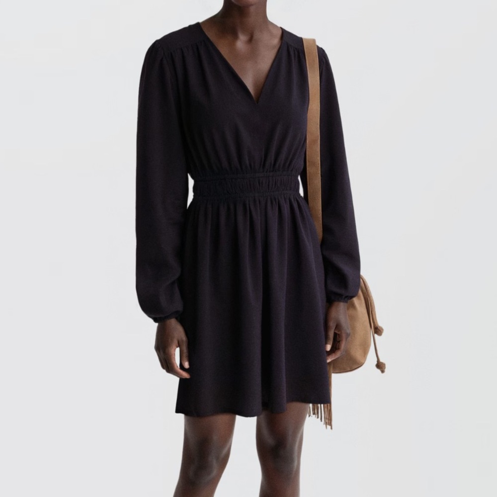 NWT Mango  Black Long Sleeve Mini Dress